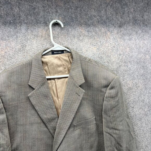 Lauren Ralph Lauren Blazer Men 46L Gray Herringbone Wool Two Button Classic Fit - Picture 7 of 10